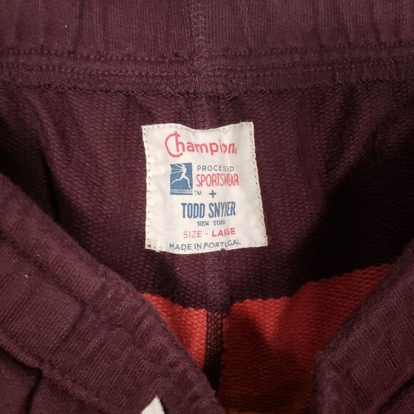 Todd Snyder x Champion 7" Engineered Stripe Warm Up Short in Oxblood Mens Large - Picture 3 of 5